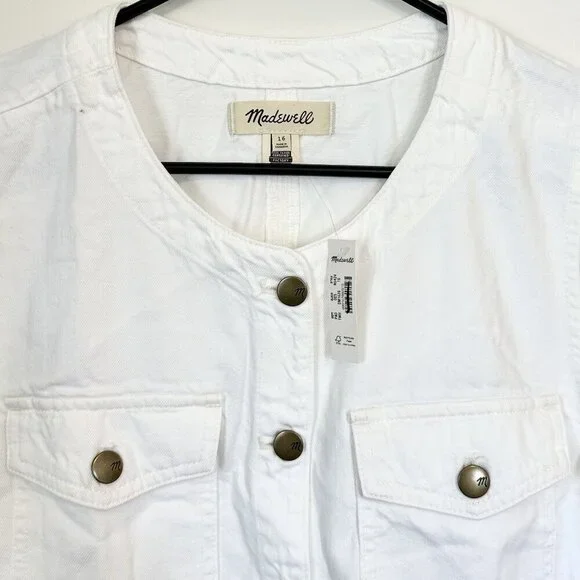 NWT Madewell White Denim High Crewneck Vest - Size: 16 (XL) - Picture 3 of 11